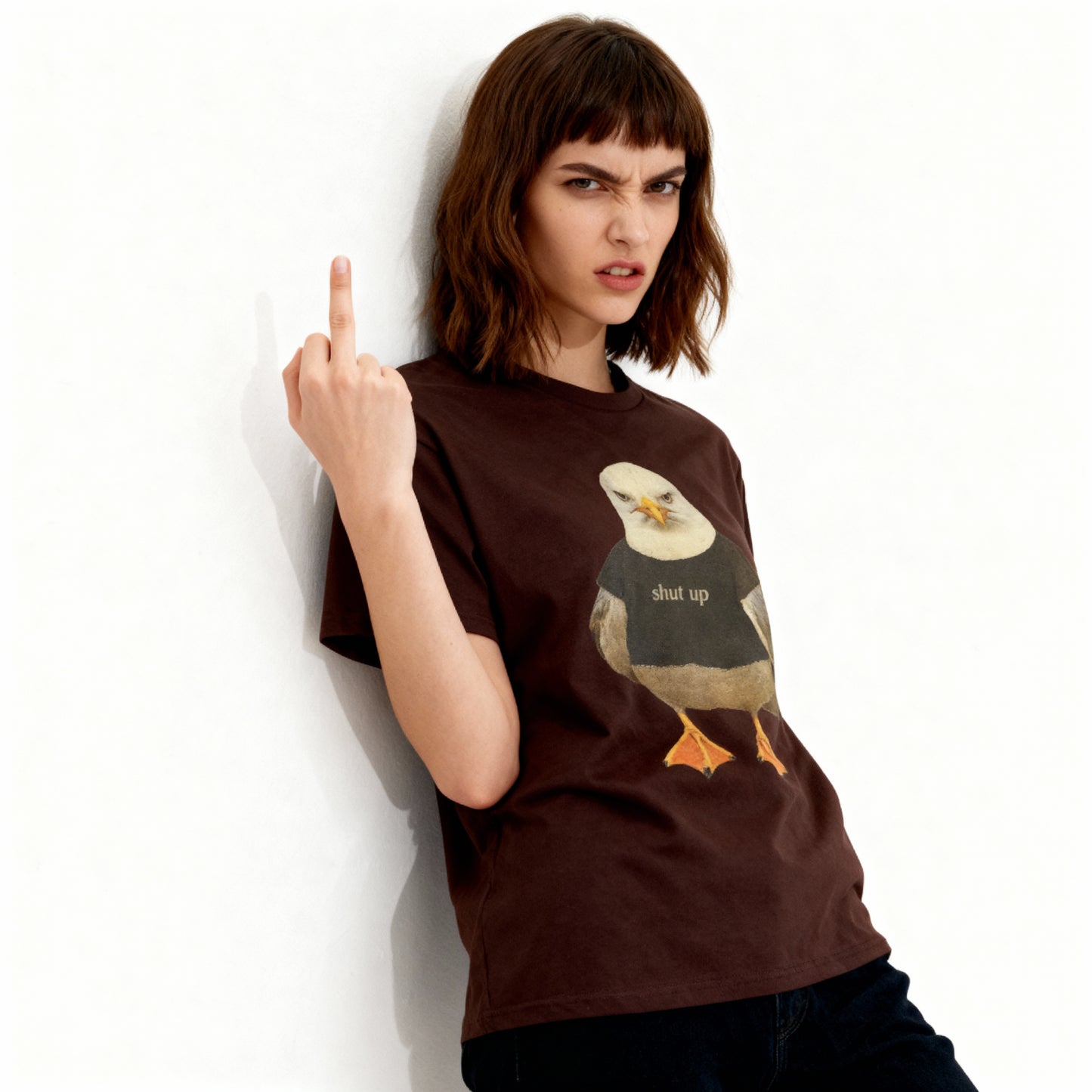 shut up seagull tshirt