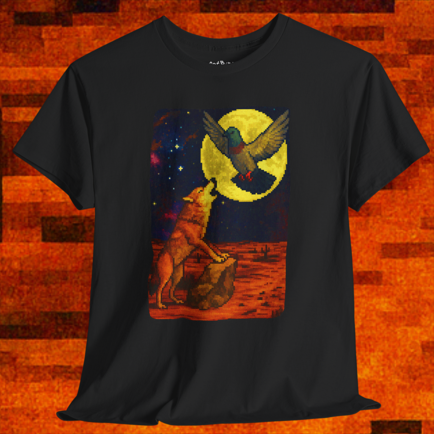 wolf pigeon pixel·art tshirt