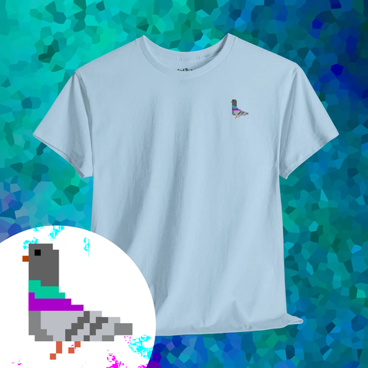 8-bit pixel pigeon tshirt [left]