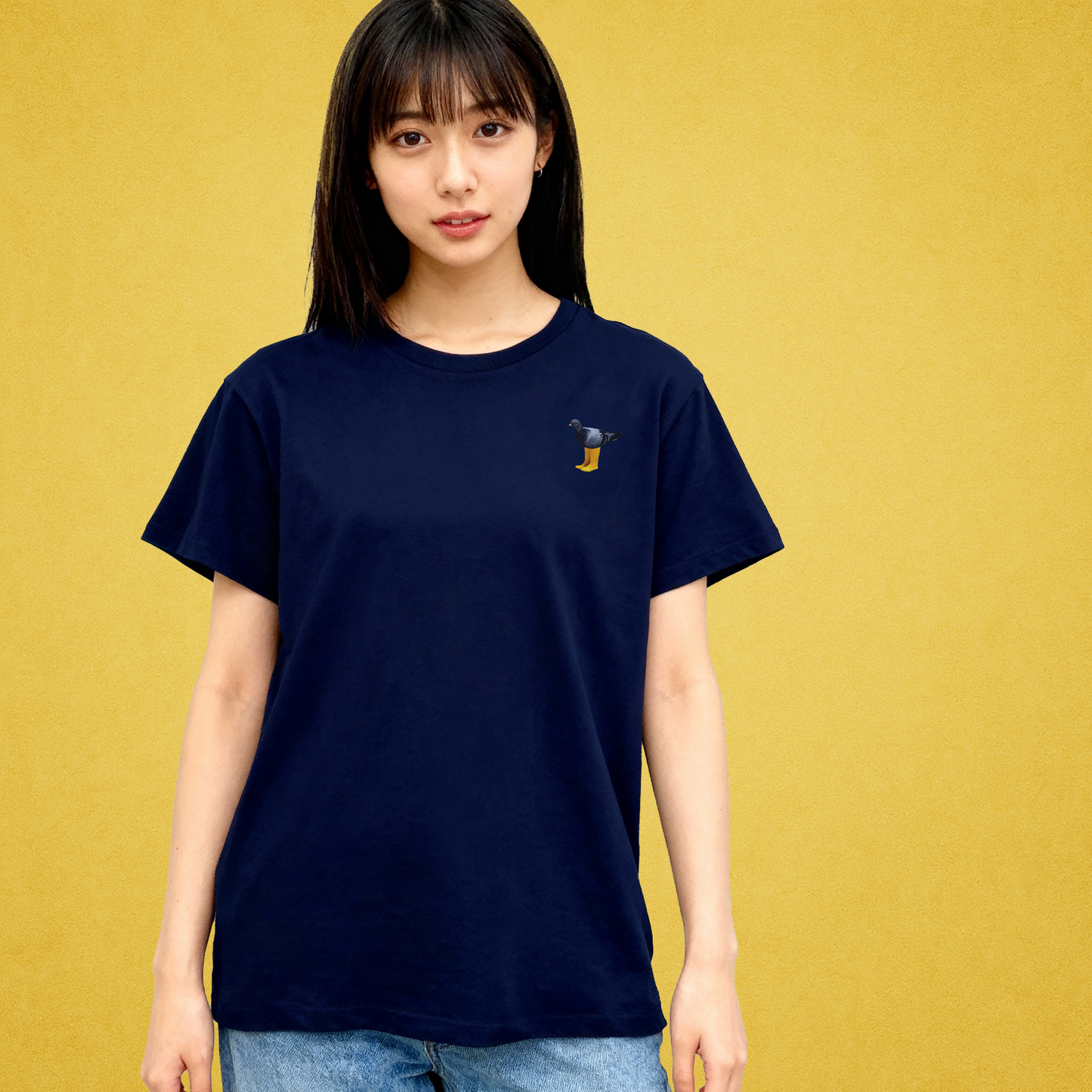 OG pigeon in yellow boots tshirt [left]