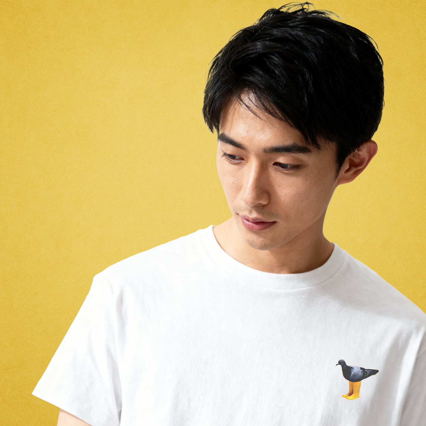 OG pigeon in yellow boots tshirt [left]